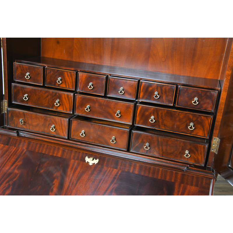Large Mahogany Secretary Desk with Six Drawers