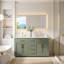 Ensemble meuble-lavabo double Ivy 60 po, comptoir en pierre reconstituée vert vintage et blanc grainé, sans miroir-30708981-30708983