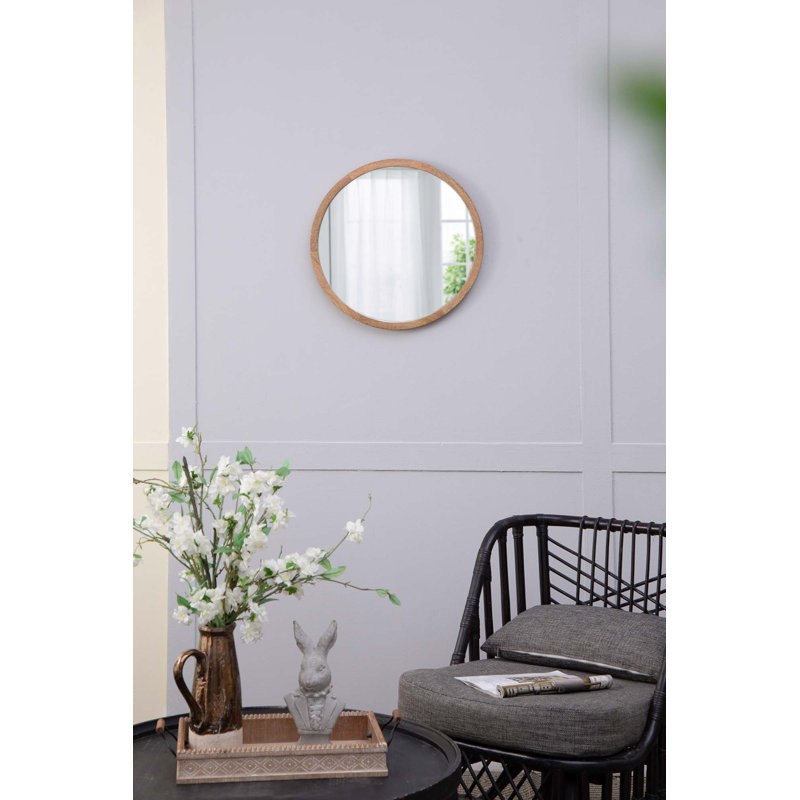 Miroir mural 19,7 "avec cadre en bois, Brun