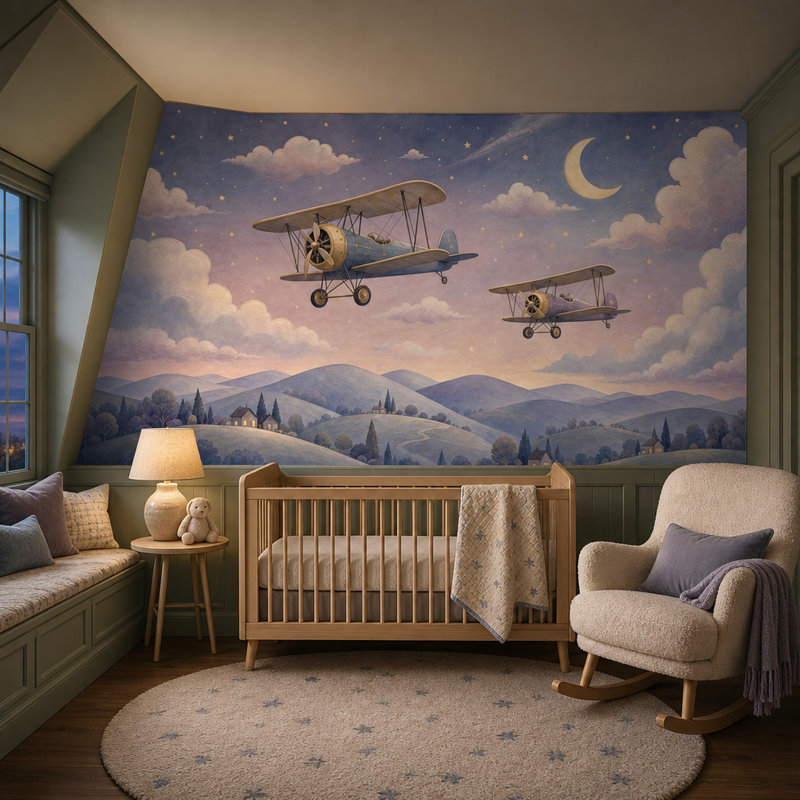 Décoration murale amovible rétro avec papier peint rétro ciel nocturne lune, 160 po x 108 po, Peler et coller