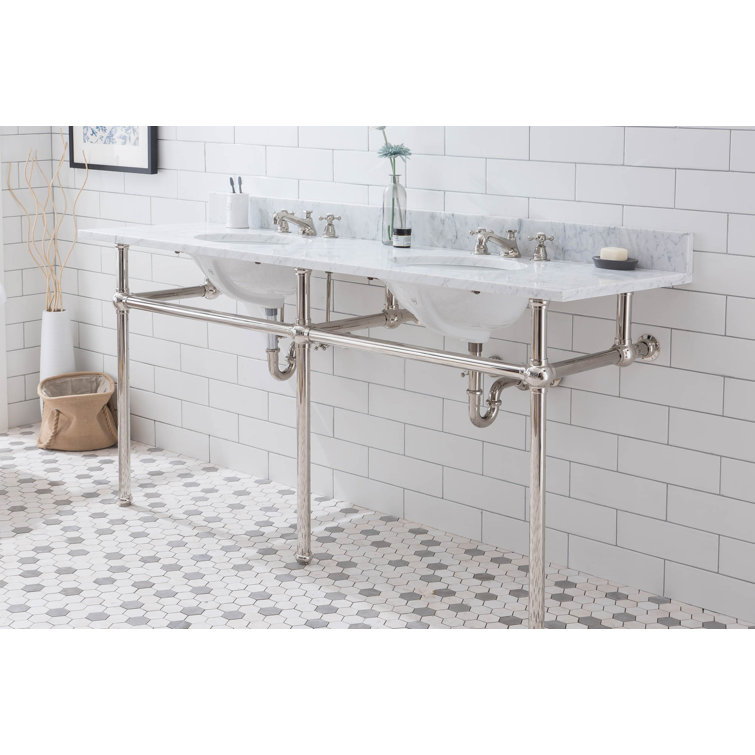 Water Creation Embassy 22'' Stone Oval Bathroom Sink with Faucet and Overflow
