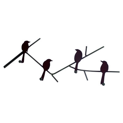 Porte-clés en fer oiseaux sur bois d’hiver Hiawassee