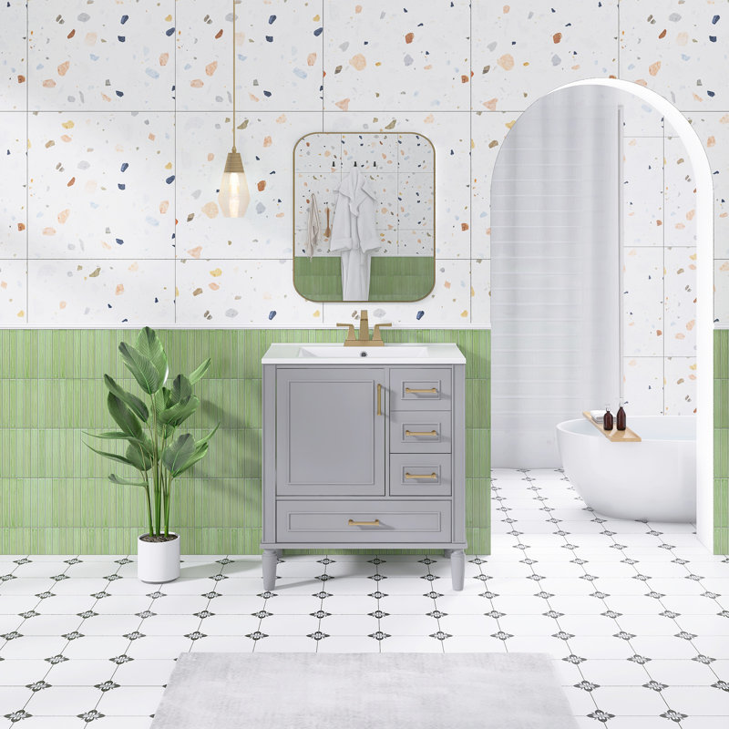 Ensemble de meuble-lavabo autoportant 30 po avec comptoir en céramique 30 po, Grey