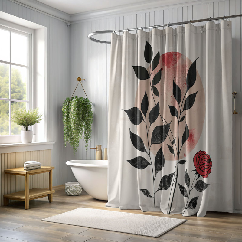 Rideau de douche standard 1 pièce Elegant Rose, H 74 po x l 71 po