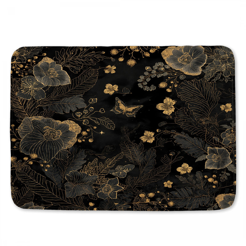 Tapis de bain papillon doré, L 24 po x L 17 po