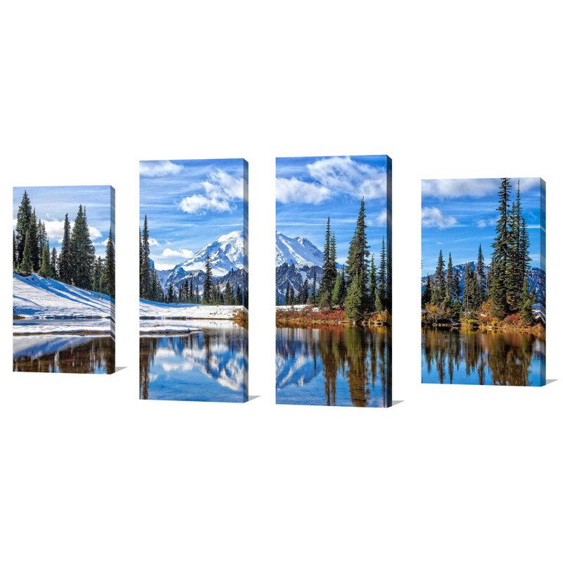 "Mt. Rainier Vista" par Michael Broom, ensemble de 4 reproductions sur toile, H 30 po x l 56 po x P 1 po