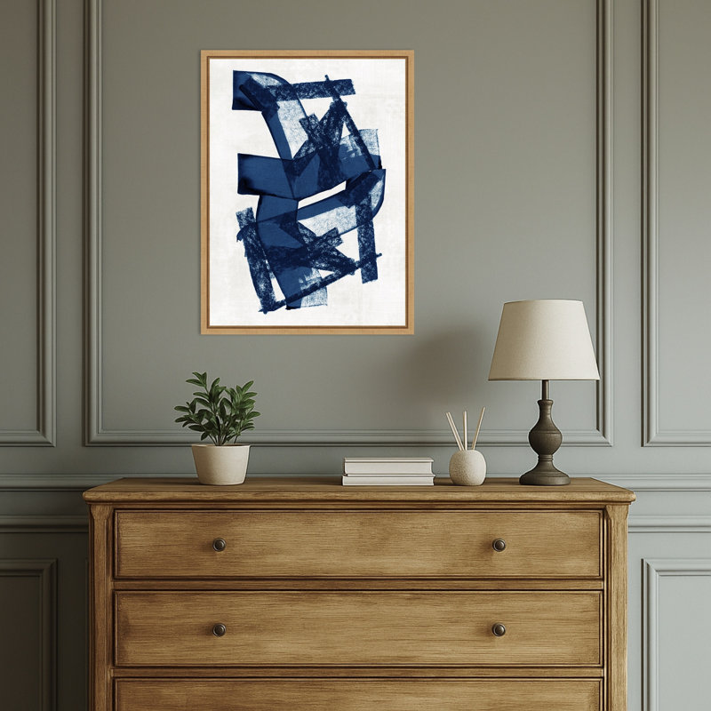 "Abstract Blue Structure No. 2" par Cartissi, reproduction d'art sur toile encadrée