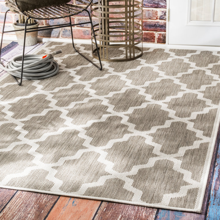 Sidell Geometric Taupe Indoor / Outdoor Area Rug