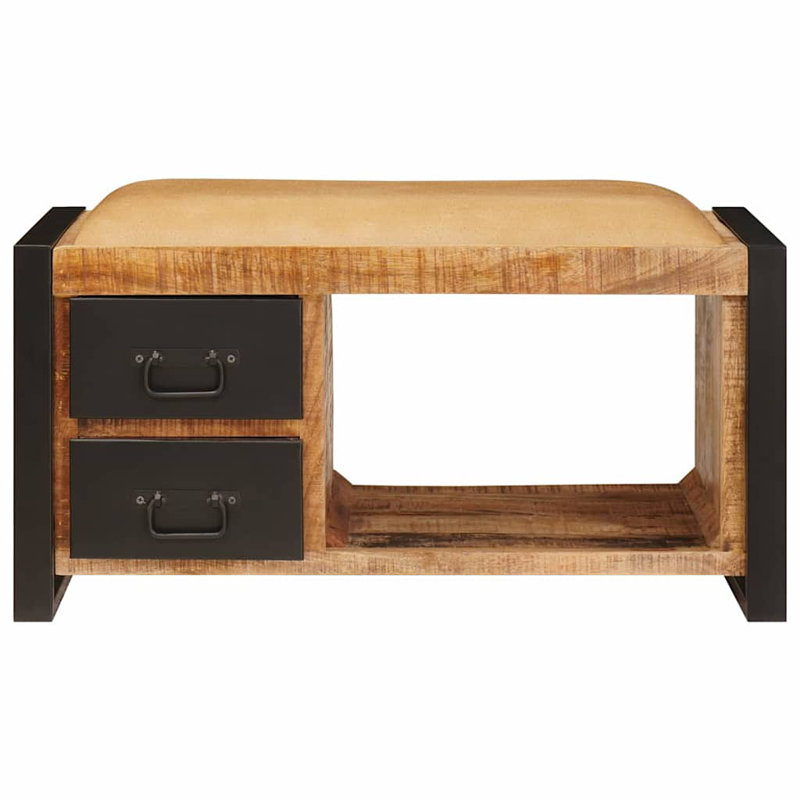 Solid Wood Storage Bench, Brown
