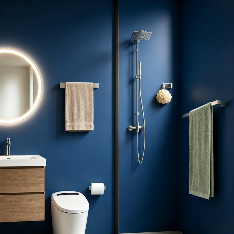 Ensemble 5 pièces d'accessoires de salle de bain en acier inoxydable nickel brossé Topcraft