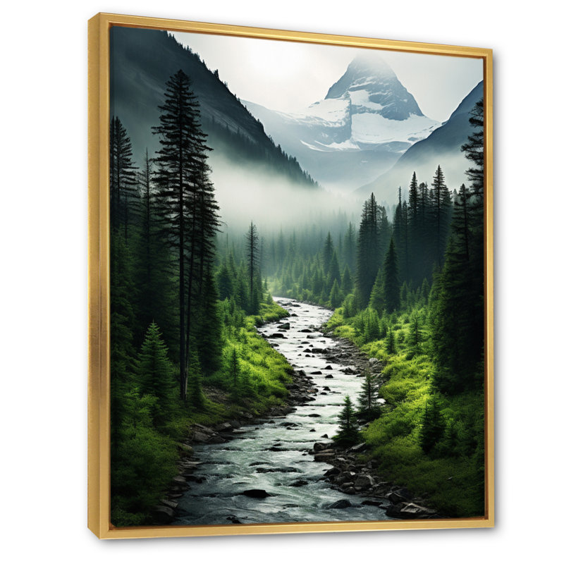 Beedie Canada Misty Morning sur toile, Cadre flottant doré, H 32 po x l 16 po x P 1 po