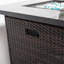 Table de foyer au gaz propane 30 po, foyer carré carré de 50 000 BTU, plateau de table en carrelage avec une belle base en osier pour la terrasse extérieure du jardin - brun