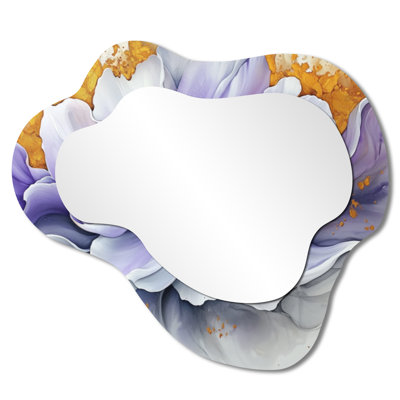 Modern Burst Of Dahlia I - Dahlia Asymmetrical Wall Mirror, Traditional Vanity Mirror, Printed on Metal