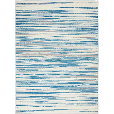Poyen Abstract Machine Woven Area Rug in Blue