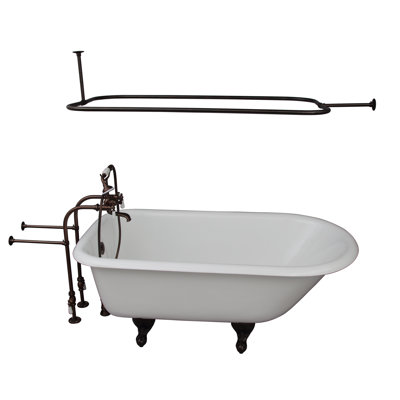 Brocton 65.5'' x 30.5'' Freestanding Soaking Cast Iron Bathtub with Faucet