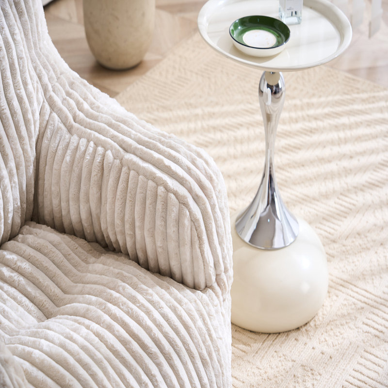 Fauteuil à billes en velours côtelé doux et moelleux rempli d'éponge à mémoire de forme, Beige