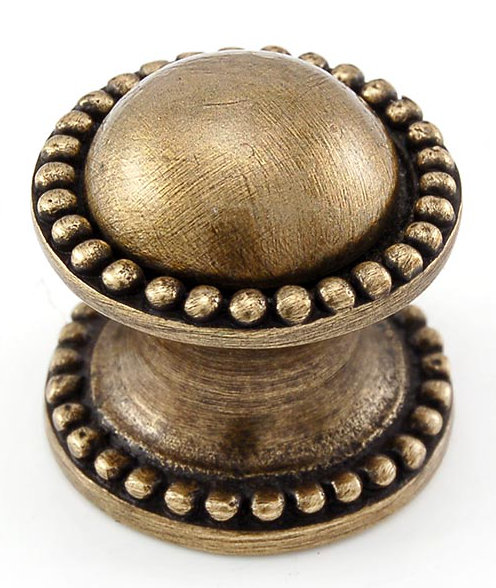 Sanzio Mushroom Knob, 0.875" H x 0.875" W x 1" D, Antique Brass