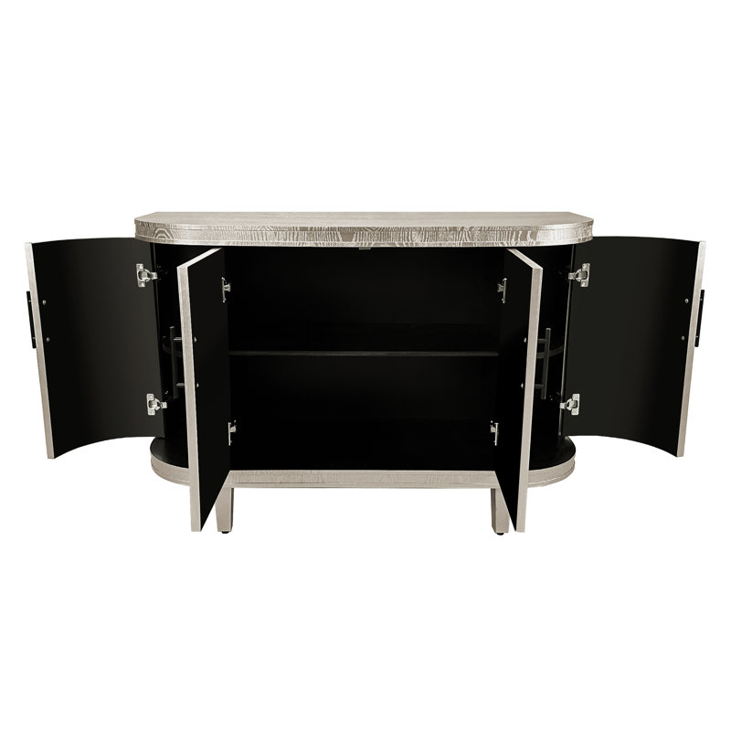 Console en bois de 47,2 pouces: Champagne avec 4 portes et tablettes intérieures réglables pour les espaces domestiques Console Champagne: Buffet de cuisine, couloir