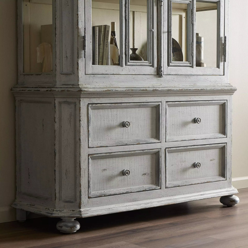 Loami China Cabinet, Distressed Gray Blue Veneer