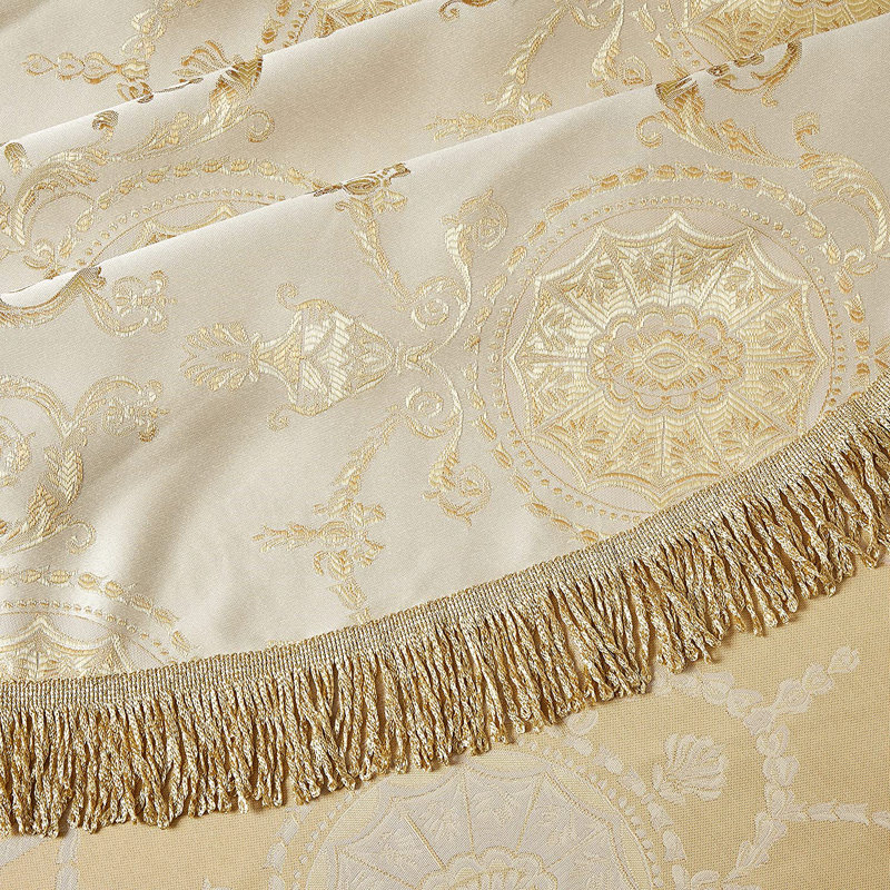 Bloch Floral Tablecloth, 119" W Round, Beige