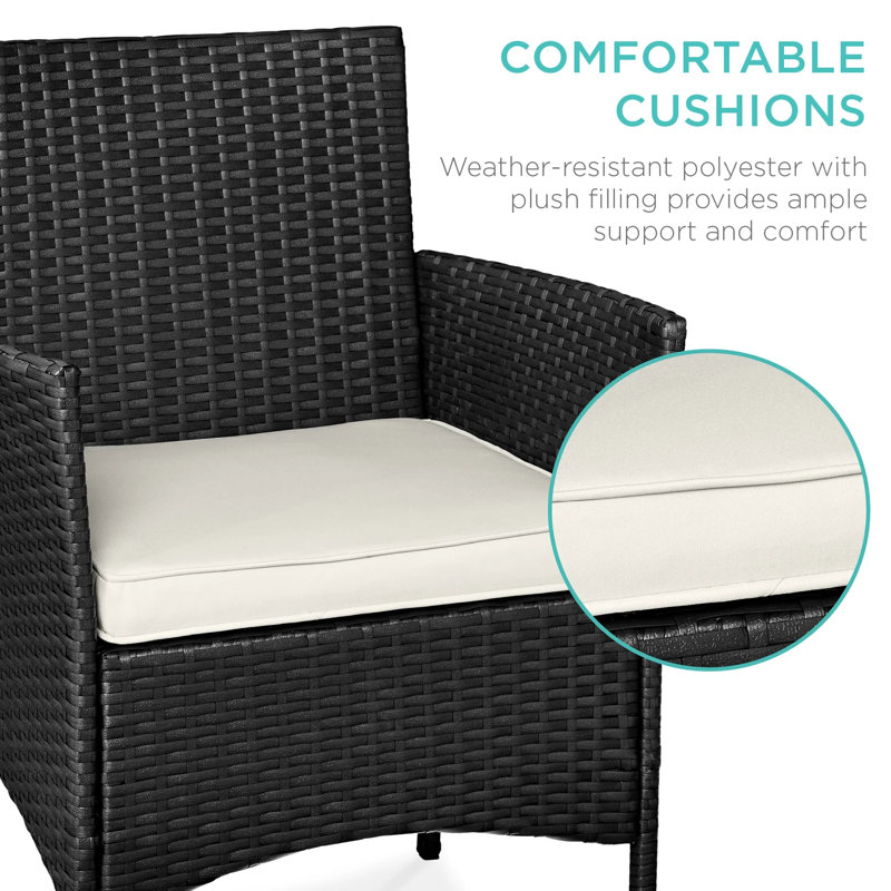 Patio Bistro Set, Black, White Sand