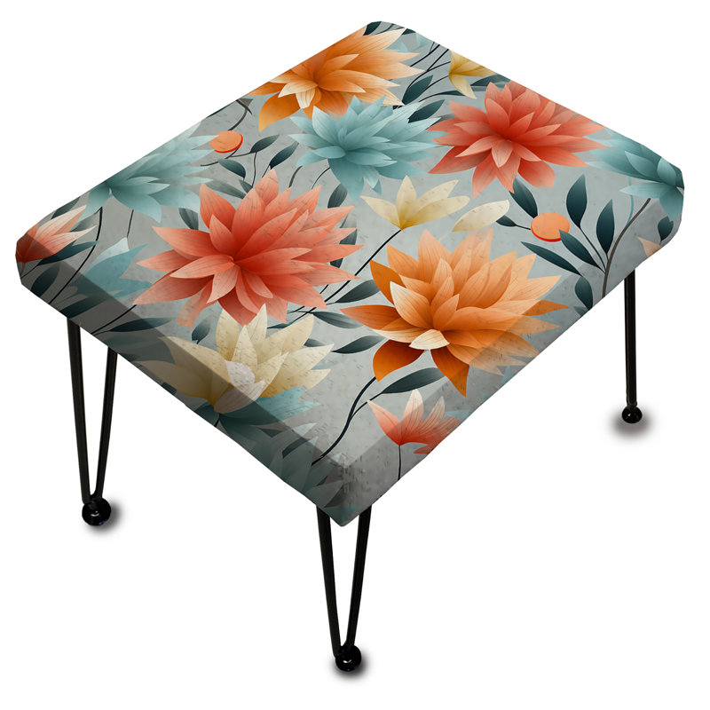 Blissful Mindfulness Mediation - Floral Rectangle Ottoman