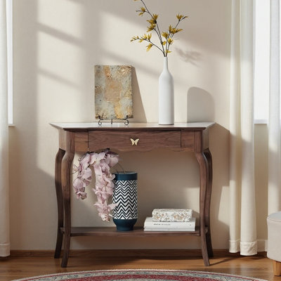 Console d'entrée en bois massif de style Mid-Century