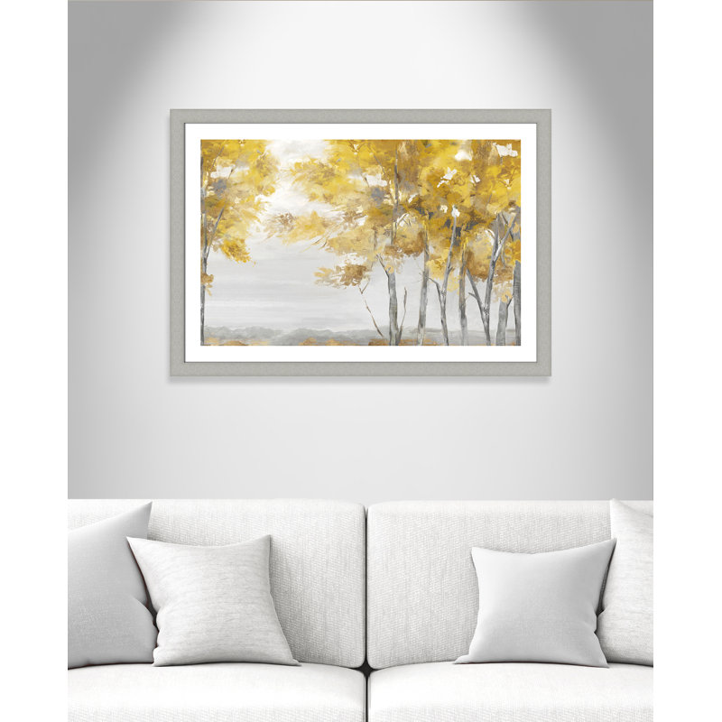 Jaune altruiste - Art encadré autoportant, H 31 po x l 43 po x P 1,25 po, Cadre argent brossé