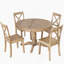 Ensemble de table de salle à manger de style campagnard pour 4 personnes, table ronde avec 4 chaises de cuisine confortables, idéale pour les réunions de famille et pour économiser de l'espace-413042675