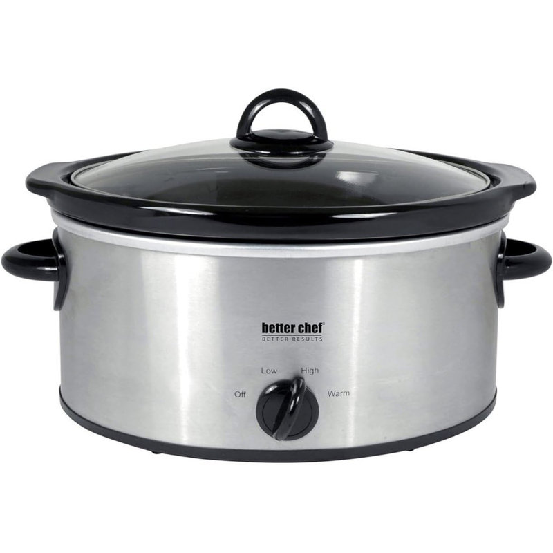 Better Chef 4 Quart Oval Slow Cooker With Removable Stoneware Crock, Stainless Steel