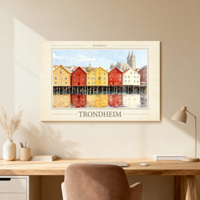 Scenic &Cityscapes Colorful Houses Water Reflection Norway Trondheim