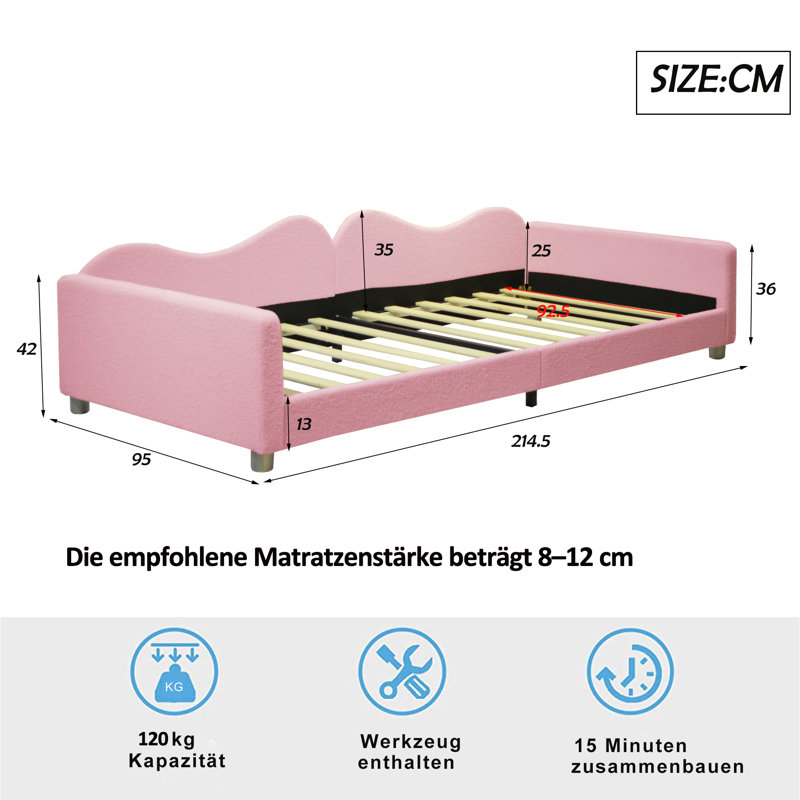 Horasan Upholstered Bed, Pink
