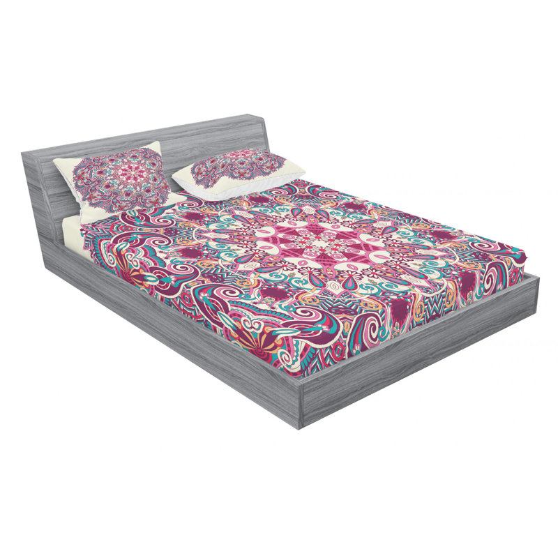 Microfiber Floral Sheet Set, Queen Sheet Set with Fitted Sheet