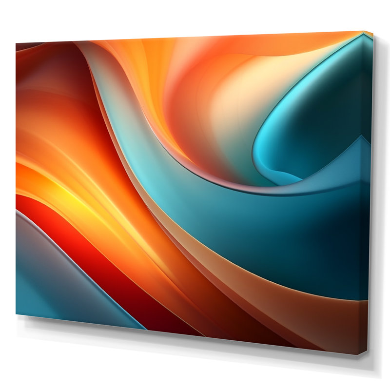 " Orange Blue Spectral Currents ", Wrapped Canvas, 34" H  x 44" W x 1.5" D