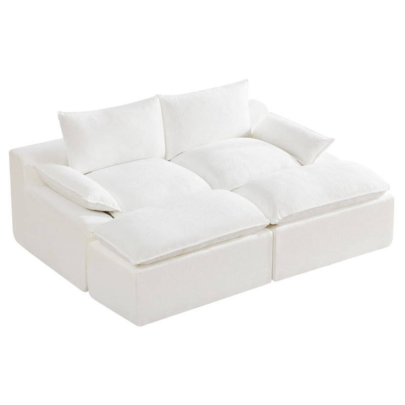 Canapé modulaire désossé avec accoudoirs et dossier, 2, Blanc