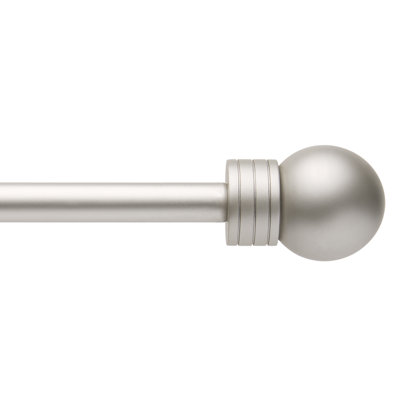 TOWN & COUNTRY BASICS Modern Sphere Single Indoor Curtain Rod & Finial Set 