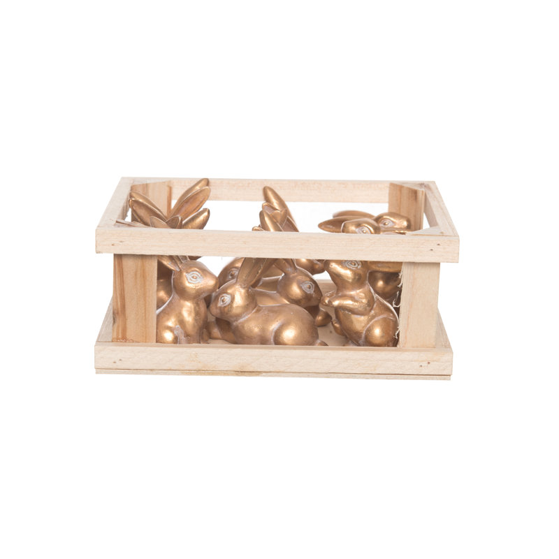  Ensemble de 12 lapins de Pâques en résine en bronze de 4,75 po