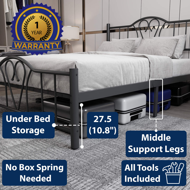 Aliyahna Metal Bed, Kingsize (5'), Black