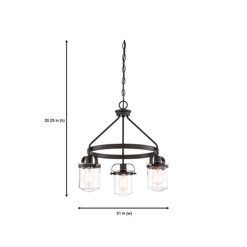 Georgetown 3 - Light Dimmable Wagon Wheel Chandelier