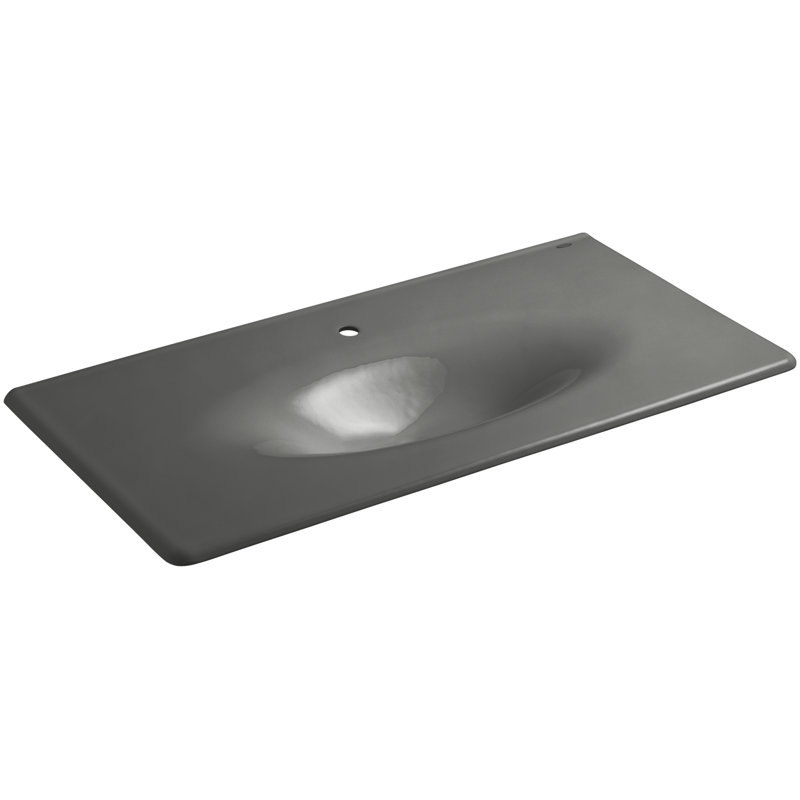 Dessus de salle de bain simple 44 po meuble-lavabo Iron Impressions, Gris tonnerre, Centres de 8 po