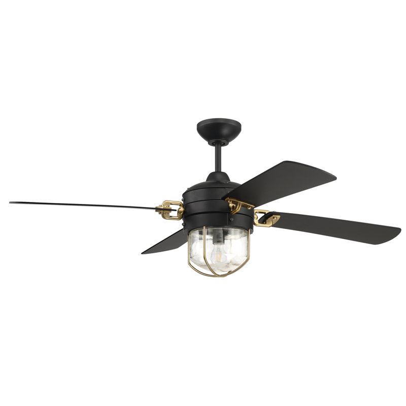Ventilateur de plafond standard à 4 pales de 52 po avec télécommande et ensemble d'éclairage inclus Alienor