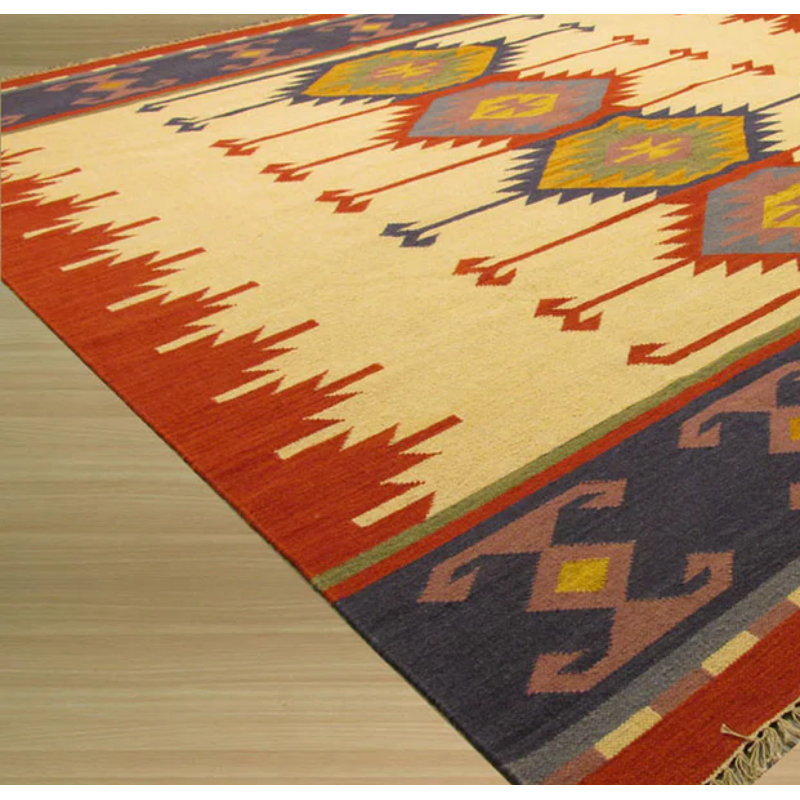 Tapis géométrique Keysari Kilim, Rectangle de 10 pi x 14 pi