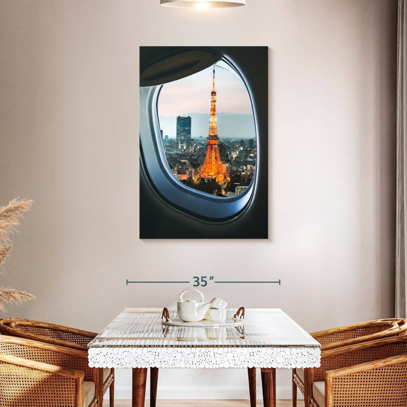 Aime Tokyo Tower Plane Window View, 45" H x 30" W