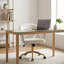 Chaise de bureau ergonomique TY en velours blanc, chaise de bureau pivotante réglable avec base en métal argenté pour bureau à domicile et chambre à coucher