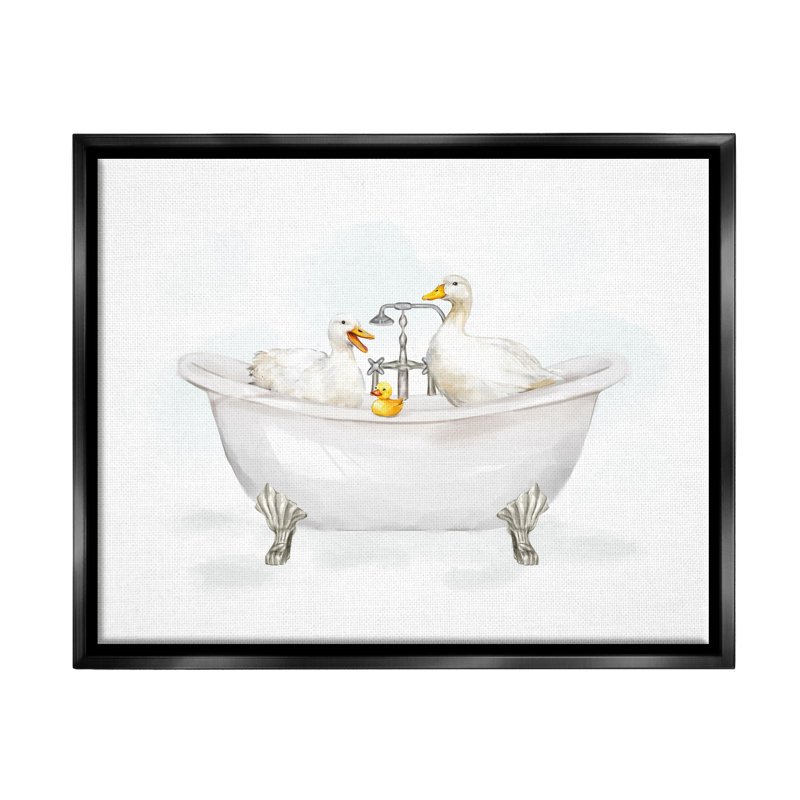 Canards dans la baignoire, H 17 po x l 21 po x P 1,7 po, Cadre flottant noir de jais