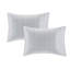 Édredon simple à rayures et drap avec oreiller - Draps de lit bleu et gris