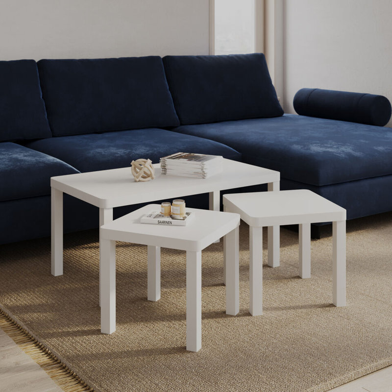 3 - Piece Living Room Table Set, White