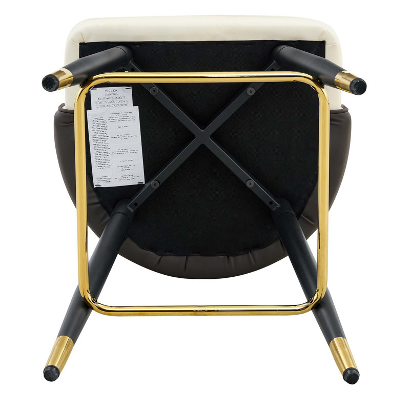 Ensemble de 2 tabourets de bar en cuir PU blanc et gris foncé: 37,7 po de hauteur, 25 po de hauteur de siège, repose-pieds d'appoint doré, idéal pour îlot de cuisine, bar et salle à manger, disponible en gris clair et noir.