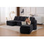 Canapé modulaire en U modulaire à compression avec module d'inclinaison amovible en chenille de grain de bois noir désossé, idéal pour les grands salons ou les chambres à coucher-340759594