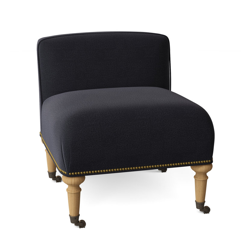 Chloe Slipper Chair, Venice Navy, Bisque, Antique Brass Small